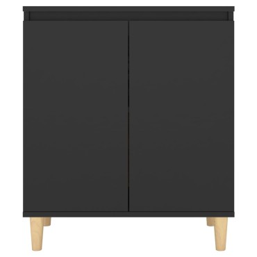 vidaXL Μπουφές Μαύρος 60x35x70cm από Επεξ. Ξύλο με Ξύλινα Πόδια 1 τεμ.