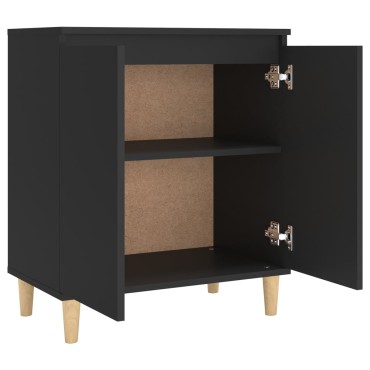 vidaXL Μπουφές Μαύρος 60x35x70cm από Επεξ. Ξύλο με Ξύλινα Πόδια 1 τεμ.