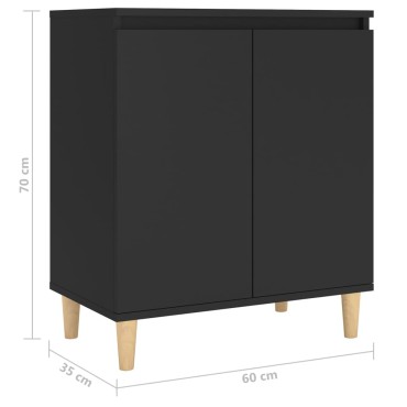 vidaXL Μπουφές Μαύρος 60x35x70cm από Επεξ. Ξύλο με Ξύλινα Πόδια 1 τεμ.