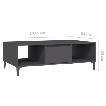 vidaXL Τραπεζάκι Σαλονιού Γκρι 103,5x60x35cm από Επεξ. Ξύλο 1 τεμ.