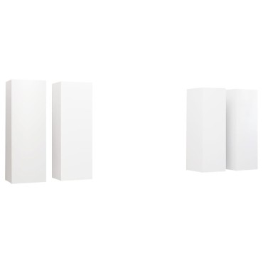 vidaXL Έπιπλα Τηλεόρασης 4 τεμ. Λευκά 30,5x30x90cm Επεξ. Ξύλο