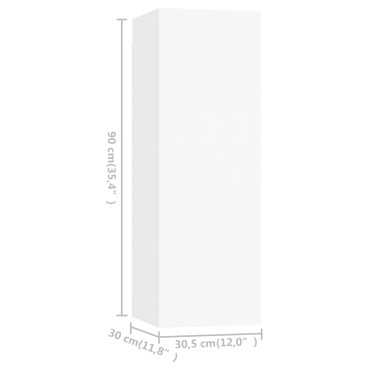 vidaXL Έπιπλα Τηλεόρασης 4 τεμ. Λευκά 30,5x30x90cm Επεξ. Ξύλο
