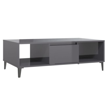 vidaXL Τραπεζάκι Σαλονιού Γυαλιστερό Γκρι 103,5x60x35cm Επεξ. Ξύλο 1 τεμ.