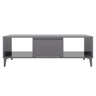 vidaXL Τραπεζάκι Σαλονιού Γυαλιστερό Γκρι 103,5x60x35cm Επεξ. Ξύλο 1 τεμ.