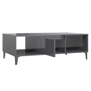 vidaXL Τραπεζάκι Σαλονιού Γυαλιστερό Γκρι 103,5x60x35cm Επεξ. Ξύλο 1 τεμ.