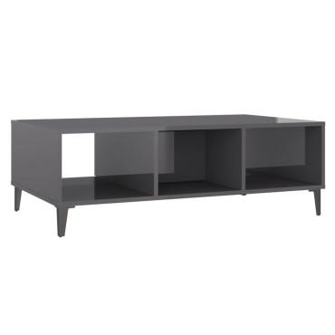 vidaXL Τραπεζάκι Σαλονιού Γυαλιστερό Γκρι 103,5x60x35cm Επεξ. Ξύλο 1 τεμ.