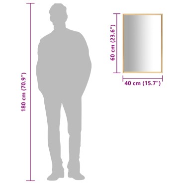 vidaXL Καθρέφτης Χρυσός 60 x 40 εκ.