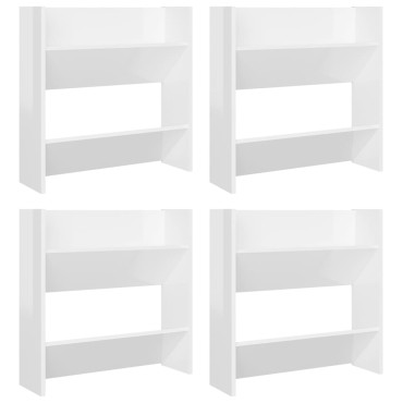 vidaXL Παπουτσοθήκες 4 τεμ. Γυαλ. Λευκό 60x18x60cm Επεξ. Ξύλο