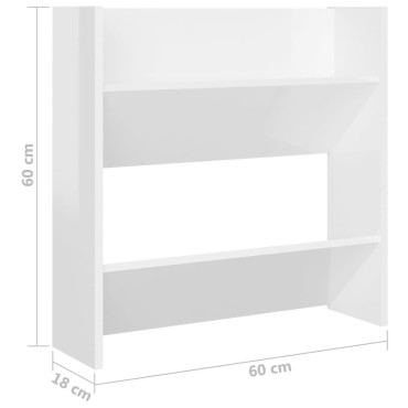 vidaXL Παπουτσοθήκες 4 τεμ. Γυαλ. Λευκό 60x18x60cm Επεξ. Ξύλο