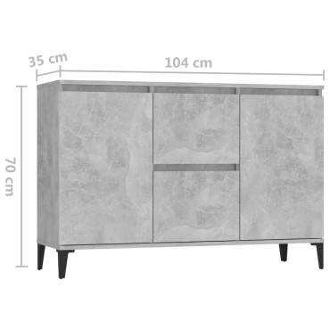 vidaXL Μπουφές Γκρι Σκυροδέματος 104x35x70cm από Επεξεργασμένο Ξύλο 1 τεμ.