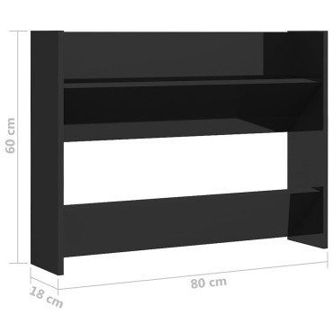vidaXL Παπουτσοθήκες Τοίχου 2 τεμ. Γυαλ. Μαύρο 80x18x60cm Επεξ. Ξύλο
