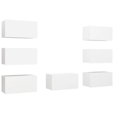vidaXL Έπιπλα Τηλεόρασης 7 τεμ. Λευκά 30,5x30x60cm Επεξ. Ξύλο