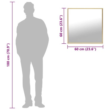 vidaXL Καθρέφτης Χρυσός 60 x 60 εκ.