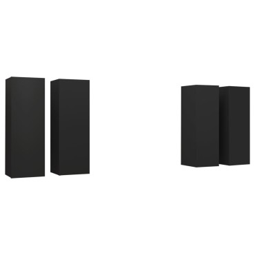 vidaXL Έπιπλα Τηλεόρασης 4 τεμ. Μαύρα 30,5x30x90cm Επεξ. Ξύλο
