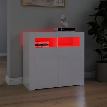 vidaXL Ντουλάπι με LED Γυαλιστερό Λευκό 80x35x75cm 1 τεμ.