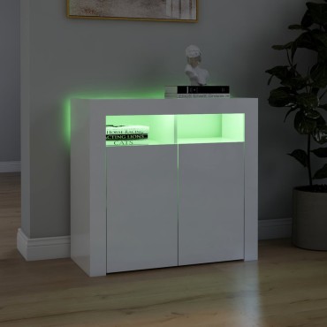 vidaXL Ντουλάπι με LED Γυαλιστερό Λευκό 80x35x75cm 1 τεμ.