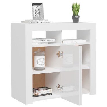vidaXL Ντουλάπι με LED Γυαλιστερό Λευκό 80x35x75cm 1 τεμ.