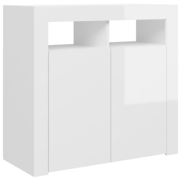 vidaXL Ντουλάπι με LED Γυαλιστερό Λευκό 80x35x75cm 1 τεμ.