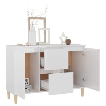 vidaXL Μπουφές Γυαλιστερή Λευκή 101x35x70cm από Επεξεργασμένο Ξύλο 1 τεμ.