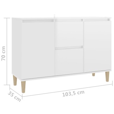 vidaXL Μπουφές Γυαλιστερή Λευκή 101x35x70cm από Επεξεργασμένο Ξύλο 1 τεμ.