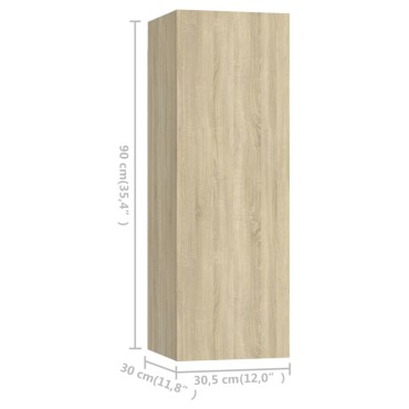 vidaXL Έπιπλα Τηλεόρασης 4 τεμ. Sonoma Δρυς 30,5x30x90cm Επεξ. Ξύλο