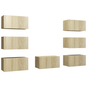 vidaXL Έπιπλα Τηλεόρασης 7 τεμ. Sonoma Δρυς 30,5x30x60cm Επεξ. Ξύλο