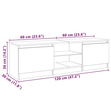 vidaXL Έπιπλο Τηλεόρασης με LED Λευκό 120x30x36cm