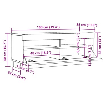vidaXL Έπιπλο Τηλεόρασης Λευκό 100x35x40cm Επεξ. Ξύλο