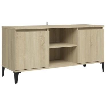vidaXL Έπιπλο Τηλεόρασης Καπνιστή Δρυς 103,5x35x50cm Μεταλλικά Πόδια