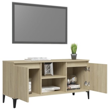 vidaXL Έπιπλο Τηλεόρασης Καπνιστή Δρυς 103,5x35x50cm Μεταλλικά Πόδια