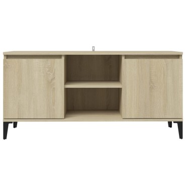 vidaXL Έπιπλο Τηλεόρασης Καπνιστή Δρυς 103,5x35x50cm Μεταλλικά Πόδια