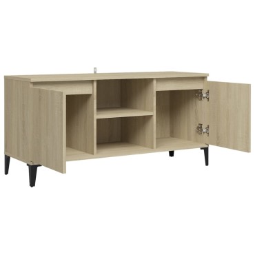vidaXL Έπιπλο Τηλεόρασης Καπνιστή Δρυς 103,5x35x50cm Μεταλλικά Πόδια