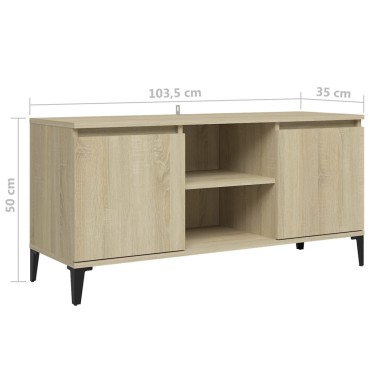 vidaXL Έπιπλο Τηλεόρασης Καπνιστή Δρυς 103,5x35x50cm Μεταλλικά Πόδια
