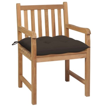 vidaXL Καρέκλες Κήπου 2 τεμ. από Μασίφ Ξύλο Teak με Taupe Μαξιλάρια 58x60x90cm