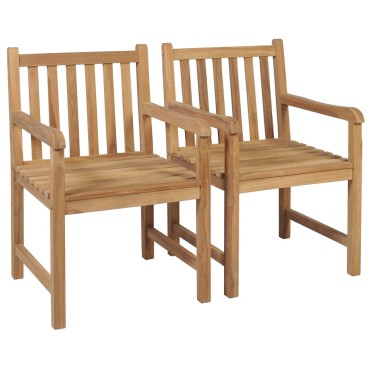 vidaXL Καρέκλες Κήπου 2 τεμ. από Μασίφ Ξύλο Teak με Taupe Μαξιλάρια 58x60x90cm