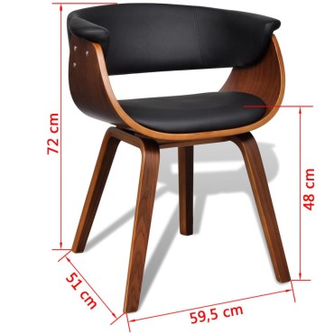 vidaXL Καρέκλα Τραπεζαρίας από Λυγισμένο Ξύλο και Συνθετικό Δέρμα 59,5x51x72cm 1 τεμ.