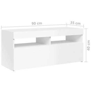 vidaXL Έπιπλο Τηλεόρασης με LED Γυαλιστερό Λευκό 90x35x40cm