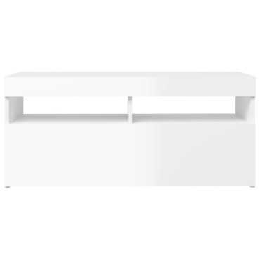 vidaXL Έπιπλο Τηλεόρασης με LED Γυαλιστερό Λευκό 90x35x40cm