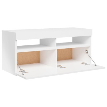 vidaXL Έπιπλο Τηλεόρασης με LED Γυαλιστερό Λευκό 90x35x40cm