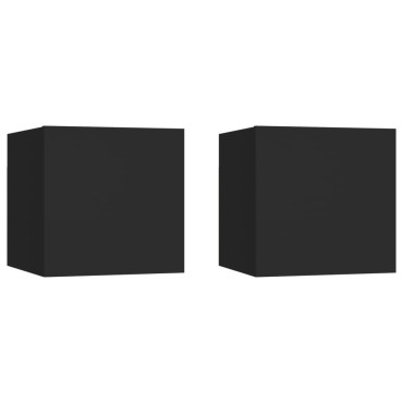 vidaXL Έπιπλα Τηλεόρασης Κρ. 2 τεμ. Μαύρα 30,5x30x30cm από Επεξ. Ξύλο