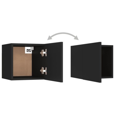 vidaXL Έπιπλα Τηλεόρασης Κρ. 2 τεμ. Μαύρα 30,5x30x30cm από Επεξ. Ξύλο