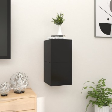 vidaXL Έπιπλα Τηλεόρασης Κρ. 2 τεμ. Μαύρα 30,5x30x30cm από Επεξ. Ξύλο