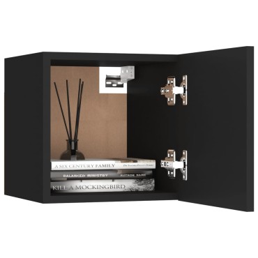 vidaXL Έπιπλα Τηλεόρασης Κρ. 2 τεμ. Μαύρα 30,5x30x30cm από Επεξ. Ξύλο