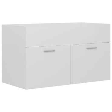 vidaXL Ντουλάπι Νιπτήρα Γυαλιστερό Λευκό 80x38,5x46cm από Επεξ. Ξύλο 1 τεμ.