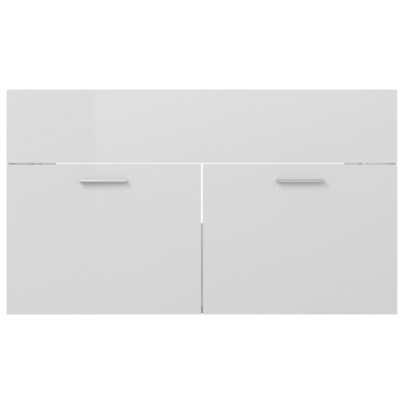 vidaXL Ντουλάπι Νιπτήρα Γυαλιστερό Λευκό 80x38,5x46cm από Επεξ. Ξύλο 1 τεμ.