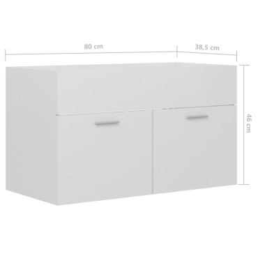 vidaXL Ντουλάπι Νιπτήρα Γυαλιστερό Λευκό 80x38,5x46cm Μοριοσανίδα 1 τεμ.