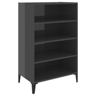 vidaXL Ραφιέρα Γυαλιστερή Γκρι 57x35x90cm από Επεξ. Ξύλο 1 τεμ.