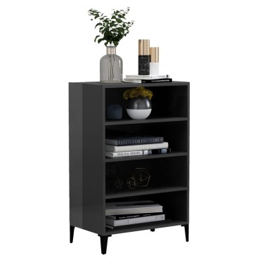 vidaXL Ραφιέρα Γυαλιστερή Γκρι 57x35x90cm από Επεξ. Ξύλο 1 τεμ.