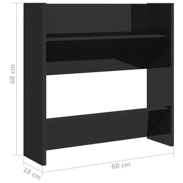 vidaXL Παπουτσοθήκες Τοίχου 2 τεμ. Γυαλ. Μαύρο 60x18x60cm Επεξ. Ξύλο