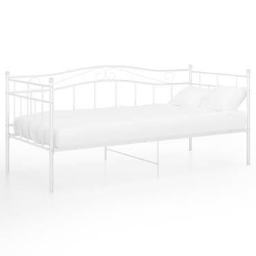 vidaXL Πλαίσιο για Καναπέ - Κρεβάτι Λευκό 90x200cm Μεταλλικό 1 τεμ. - Μονό